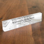 Elegant gold glitter marmer name naambordje (Zijkant)