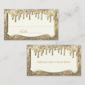 Elegant Gold Glitter met Gold Drip-ontwerp Plaatskaartje (Voorkant / Achterkant)
