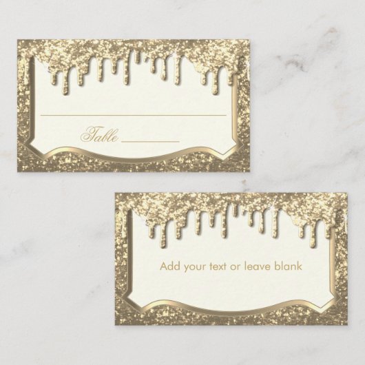 Elegant Gold Glitter met Gold Drip-ontwerp Plaatskaartje (Voorkant / Achterkant)