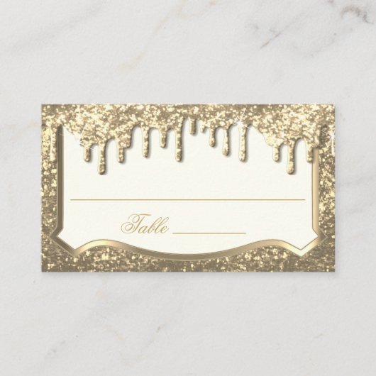 Elegant Gold Glitter met Gold Drip-ontwerp Plaatskaartje (Voorkant)
