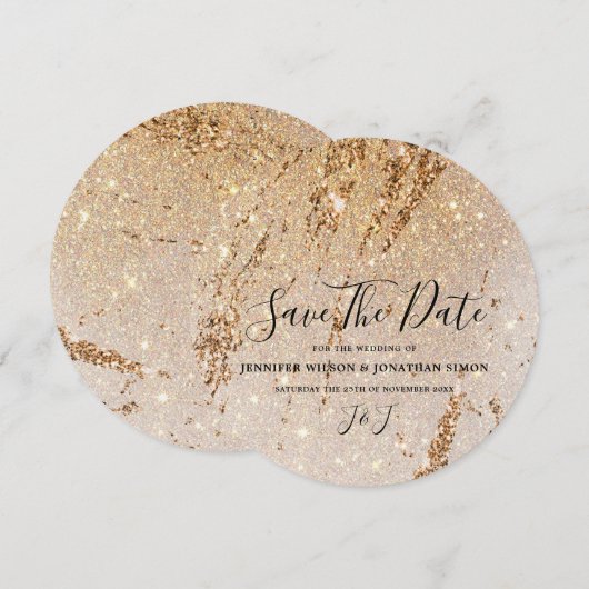 Elegant Gold Glitter Modern Luxury Sparkle Save The Date (Voorkant / Achterkant)