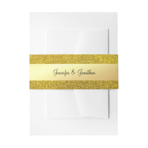 Elegant Gold Glitter Moderne Calligrafie Script Uitnodigingen Wikkel