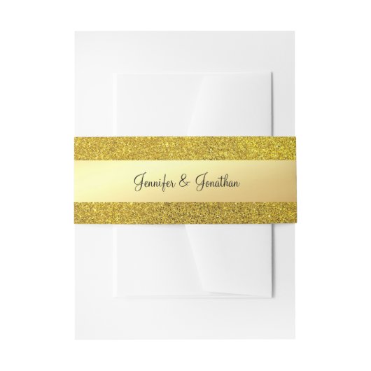 Elegant Gold Glitter Moderne Calligrafie Script Uitnodigingen Wikkel (Voorkant Voorbeeld)