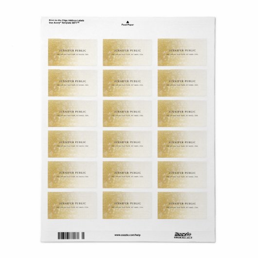 Elegant Gold Glitter Moderne Sjabloon Trendy Chic Etiket (Full Sheet)