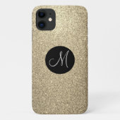 Elegant Gold Glitter Monogram Bling Case-Mate iPhone Case (Achterkant)
