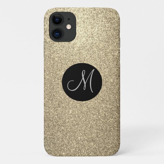 Elegant Gold Glitter Monogram Bling Case-Mate iPhone Case (Achterkant)
