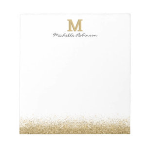 Elegant Gold Glitter Monogram Blocnote