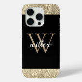 Elegant Gold Glitter Monogram Case-Mate iPhone Case (Achterkant)