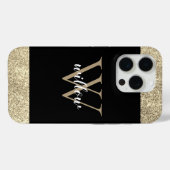 Elegant Gold Glitter Monogram Case-Mate iPhone Case (Achterkant (horizontaal))