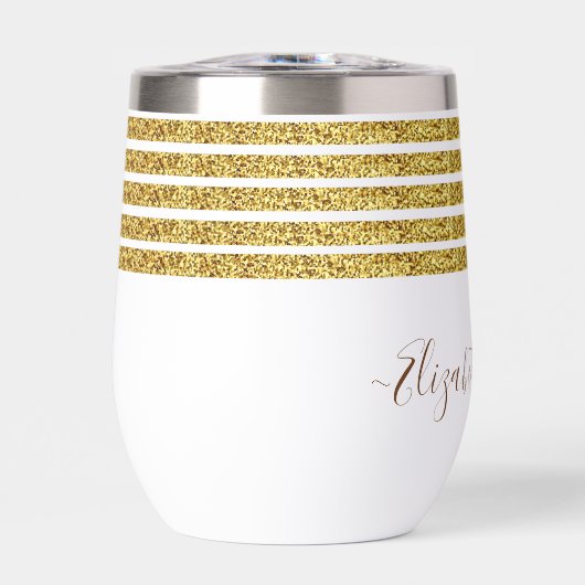 Elegant Gold Glitter Monogram Naam (Voorkant)