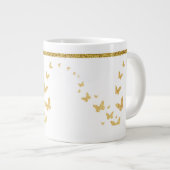 Elegant Gold Glitter Monogram Naam Grote Koffiekop (Voorkant rechts)