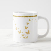 Elegant Gold Glitter Monogram Naam Grote Koffiekop (Rechts)