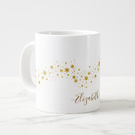 Elegant Gold Glitter Monogram Naam Grote Koffiekop
