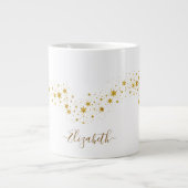 Elegant Gold Glitter Monogram Naam Grote Koffiekop (Voorkant)