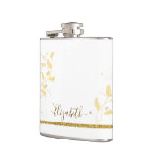 Elegant Gold Glitter Monogram Naam Heupfles (Links)