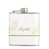 Elegant Gold Glitter Monogram Naam Heupfles (Voorkant)