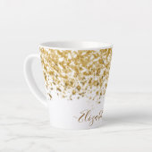 Elegant Gold Glitter Monogram Naam Latte Mok (Linkerhoek)