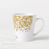 Elegant Gold Glitter Monogram Naam Latte Mok (Rechts)