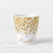 Elegant Gold Glitter Monogram Naam Latte Mok (Voorkant)