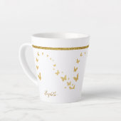 Elegant Gold Glitter Monogram Naam Latte Mok (Linkerhoek)
