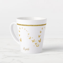 Elegant Gold Glitter Monogram Naam Latte Mok