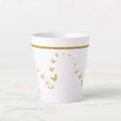 Elegant Gold Glitter Monogram Naam Latte Mok (Voorkant)