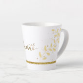 Elegant Gold Glitter Monogram Naam Latte Mok (Rechterhoek)