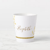 Elegant Gold Glitter Monogram Naam Latte Mok (Voorkant)