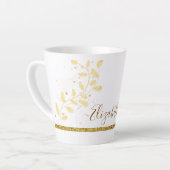 Elegant Gold Glitter Monogram Naam Latte Mok (Linkerhoek)