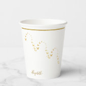 Elegant Gold Glitter Monogram Naam Papieren Bekers (Achterkant)