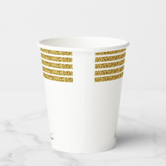 Elegant Gold Glitter Monogram Naam Papieren Bekers (Rechts)