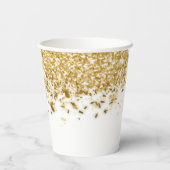 Elegant Gold Glitter Monogram Naam Papieren Bekers (Achterkant)
