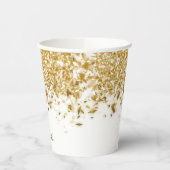 Elegant Gold Glitter Monogram Naam Papieren Bekers (Links)