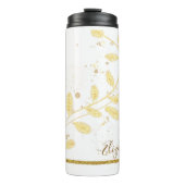 Elegant Gold Glitter Monogram Naam Thermosbeker (Voorkant)