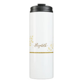 Elegant Gold Glitter Monogram Naam Thermosbeker