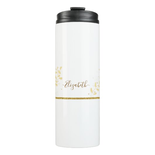 Elegant Gold Glitter Monogram Naam Thermosbeker (Voorkant)