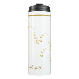 Elegant Gold Glitter Monogram Naam Thermosbeker