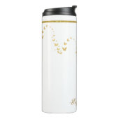 Elegant Gold Glitter Monogram Naam Thermosbeker (Gedraaid links)