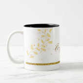 Elegant Gold Glitter Monogram Naam Tweekleurige Koffiemok (Links)