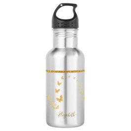 Elegant Gold Glitter Monogram Naam Waterfles