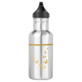 Elegant Gold Glitter Monogram Naam Waterfles (Rechts)