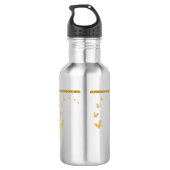 Elegant Gold Glitter Monogram Naam Waterfles (Achterkant)