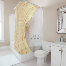 Elegant Gold Glitter Monogram Name Script Metallic