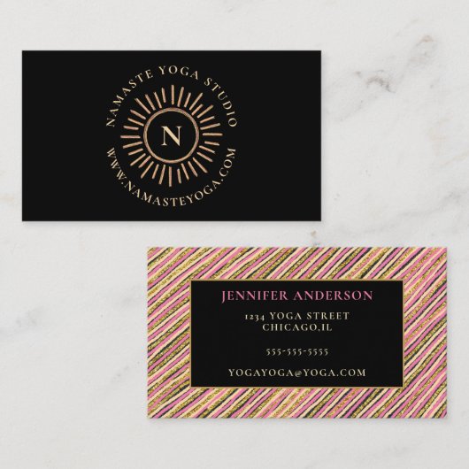 Elegant Gold Glitter Monogram op maat Visitekaartje (Voorkant / Achterkant)