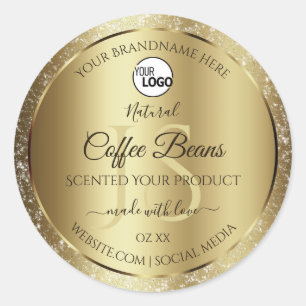 Elegant Gold Glitter Monogram Product Labels Logo