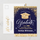 Elegant Gold Glitter Mousserende GraduPartij Briefkaart (Voorkant / Achterkant)