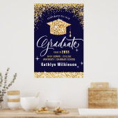 Elegant Gold Glitter Mousserende GraduPartij Poster (Keuken)