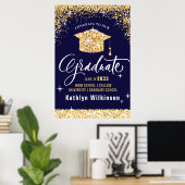 Elegant Gold Glitter Mousserende GraduPartij Poster (Thuiskantoor)