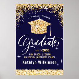 Elegant Gold Glitter Mousserende GraduPartij Poster