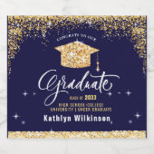 Elegant Gold Glitter Mousserende GraduPartij Sparkling Wijnetiket (Enkel label)